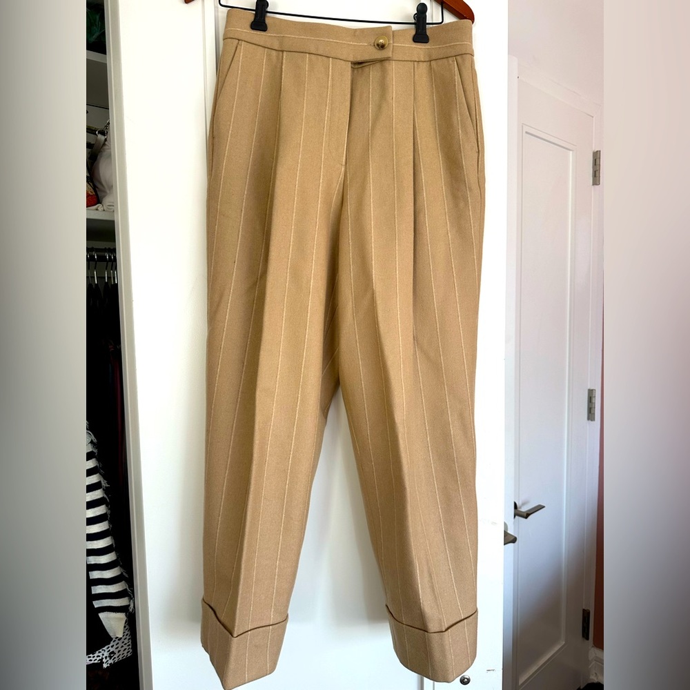 Massimo Dutti Tan Pleated Pants